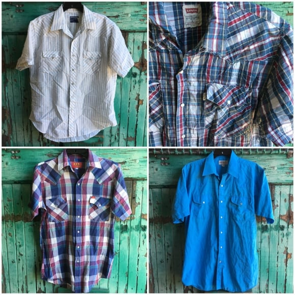 Mens cowboy pearl snap Western Shirts by the pound: Bulk Vintage